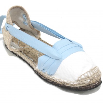 Traditional Espadrilles Flat Rubber Sole Design Three Veins or Innkeeper Color Light Blue