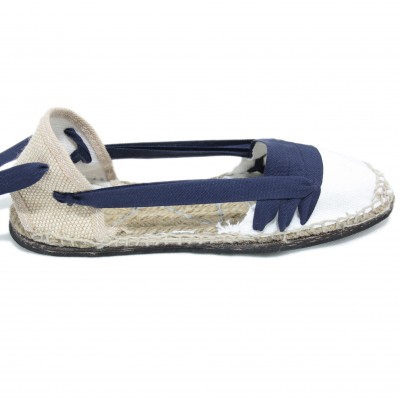 Traditional Espadrilles Flat Rubber Sole Design Three Veins or Innkeeper Color Navy Blue