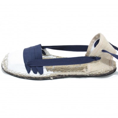 Traditional Espadrilles Flat Rubber Sole Design Three Veins or Innkeeper Color Navy Blue