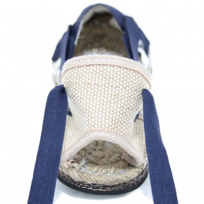 Traditional Espadrilles Flat Rubber Sole Design Three Veins or Innkeeper Color Navy Blue