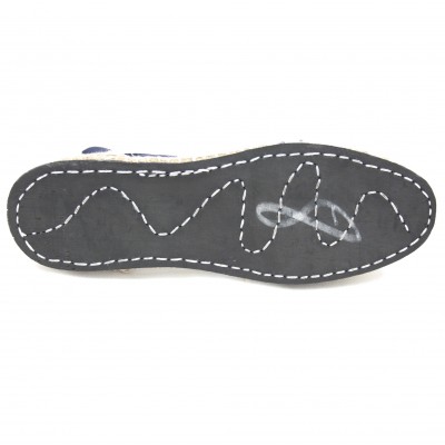 Traditional Espadrilles Flat Rubber Sole Design Three Veins or Innkeeper Color Navy Blue