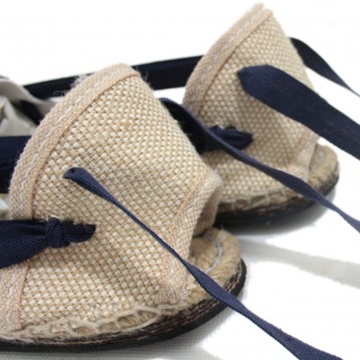 Traditional Espadrilles Flat Rubber Sole Design Three Veins or Innkeeper Color Navy Blue