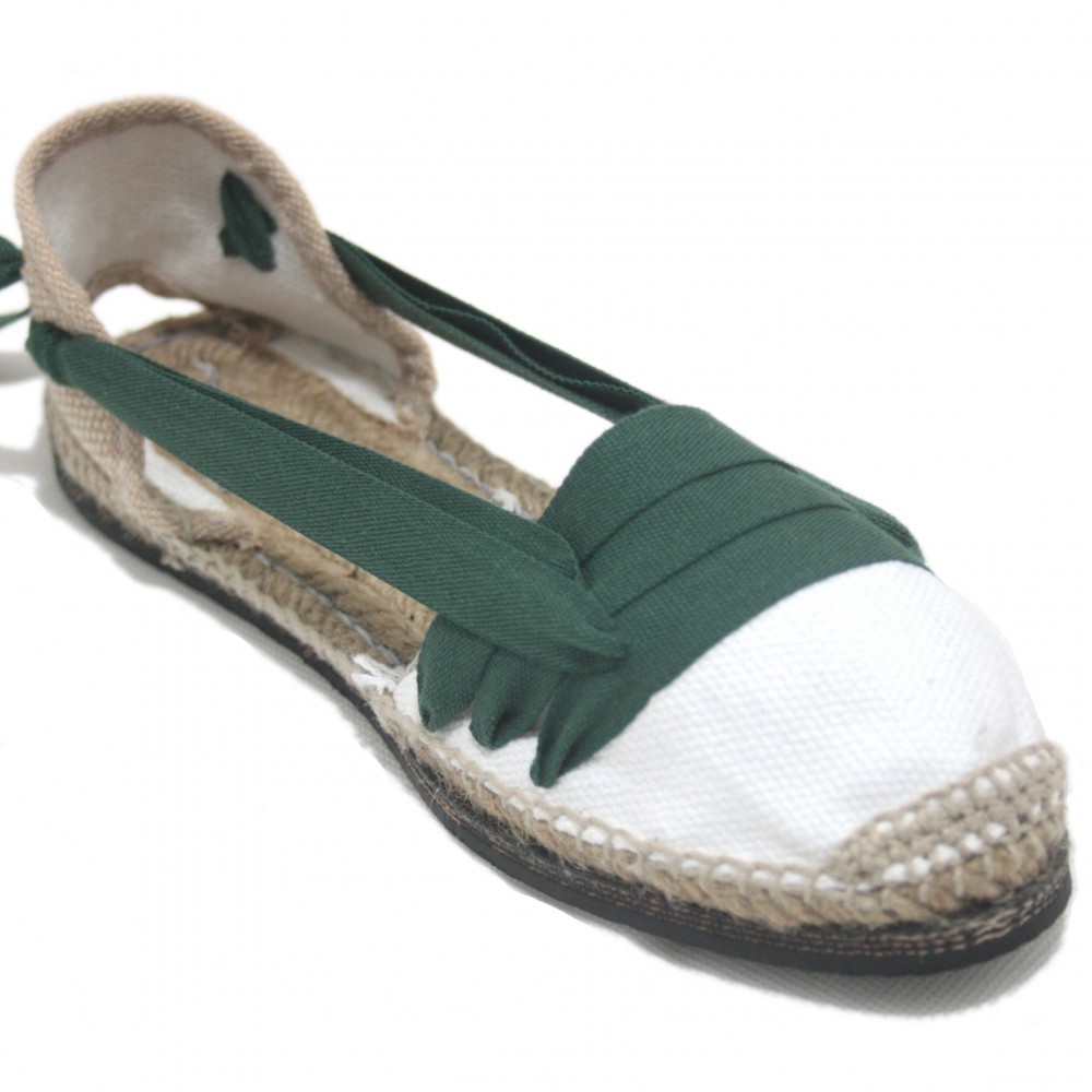 Traditional Espadrilles Flat Rubber Sole Design Three Veins or Innkeeper Color Dark Green