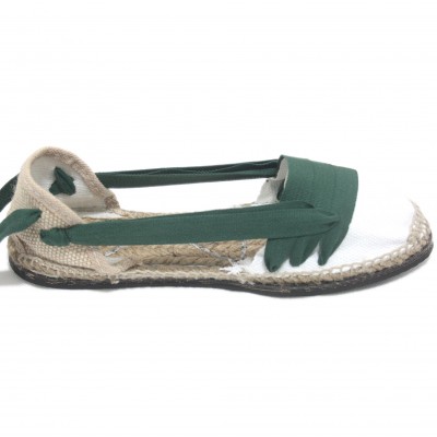 Traditional Espadrilles Flat Rubber Sole Design Three Veins or Innkeeper Color Dark Green