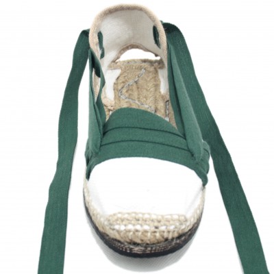 Traditional Espadrilles Flat Rubber Sole Design Three Veins or Innkeeper Color Dark Green