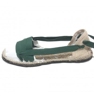 Traditional Espadrilles Flat Rubber Sole Design Three Veins or Innkeeper Color Dark Green