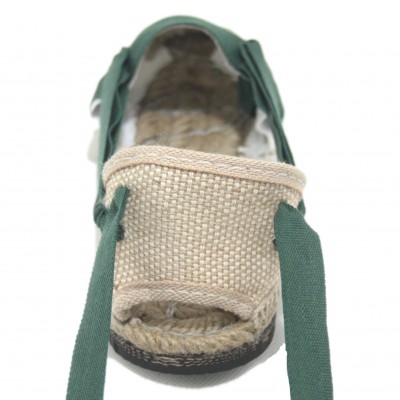 Traditional Espadrilles Flat Rubber Sole Design Three Veins or Innkeeper Color Dark Green