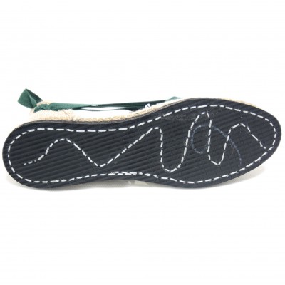 Traditional Espadrilles Flat Rubber Sole Design Three Veins or Innkeeper Color Dark Green