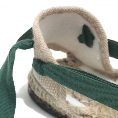 Traditional Espadrilles Flat Rubber Sole Design Three Veins or Innkeeper Color Dark Green