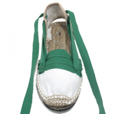 Traditional Espadrilles Flat Rubber Sole Design Three Veins or Innkeeper Color Green