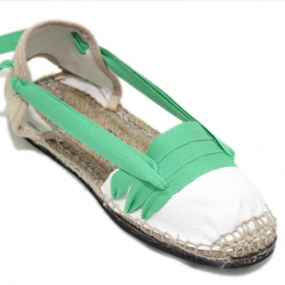 Traditional Espadrilles Flat Rubber Sole Design Three Veins or Innkeeper Color Light Green