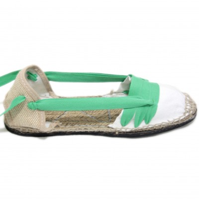 Traditional Espadrilles Flat Rubber Sole Design Three Veins or Innkeeper Color Light Green