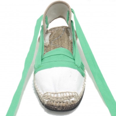 Traditional Espadrilles Flat Rubber Sole Design Three Veins or Innkeeper Color Light Green