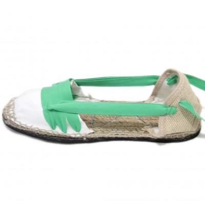 Traditional Espadrilles Flat Rubber Sole Design Three Veins or Innkeeper Color Light Green