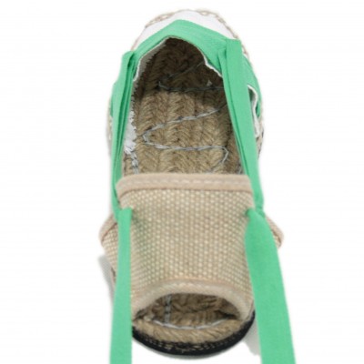 Traditional Espadrilles Flat Rubber Sole Design Three Veins or Innkeeper Color Light Green