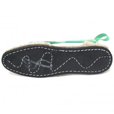 Traditional Espadrilles Flat Rubber Sole Design Three Veins or Innkeeper Color Light Green