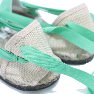 Traditional Espadrilles Flat Rubber Sole Design Three Veins or Innkeeper Color Light Green