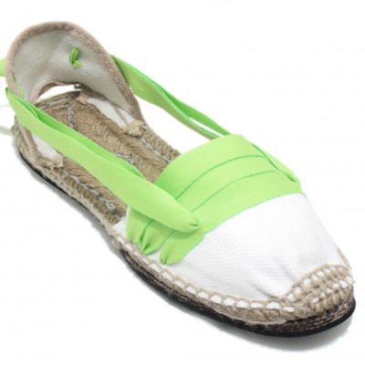 Traditional Espadrilles Flat Rubber Sole Design Three Veins or Innkeeper Color Lime Green