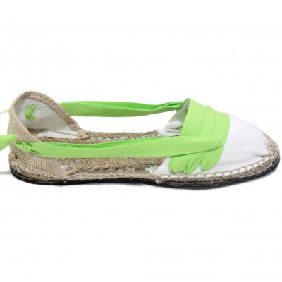 Traditional Espadrilles Flat Rubber Sole Design Three Veins or Innkeeper Color Lime Green