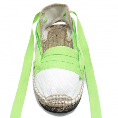 Traditional Espadrilles Flat Rubber Sole Design Three Veins or Innkeeper Color Lime Green