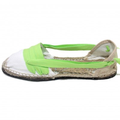 Traditional Espadrilles Flat Rubber Sole Design Three Veins or Innkeeper Color Lime Green