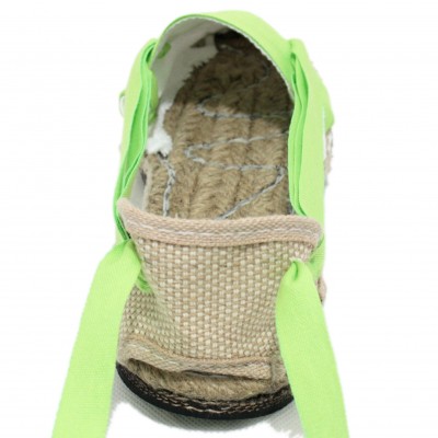 Traditional Espadrilles Flat Rubber Sole Design Three Veins or Innkeeper Color Lime Green