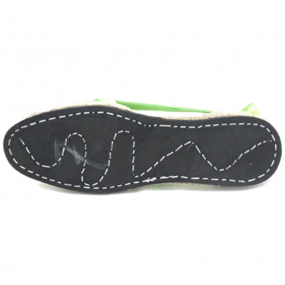 Traditional Espadrilles Flat Rubber Sole Design Three Veins or Innkeeper Color Lime Green