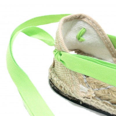 Traditional Espadrilles Flat Rubber Sole Design Three Veins or Innkeeper Color Lime Green