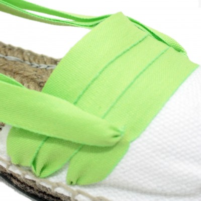 Traditional Espadrilles Flat Rubber Sole Design Three Veins or Innkeeper Color Lime Green