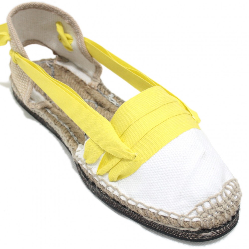 Traditional Espadrilles Flat Rubber Sole Design Three Veins or Innkeeper Color Yellow