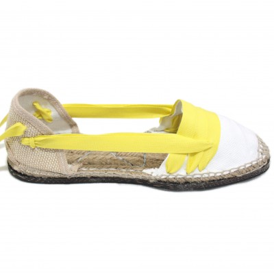 Traditional Espadrilles Flat Rubber Sole Design Three Veins or Innkeeper Color Yellow