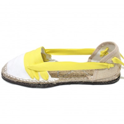 Traditional Espadrilles Flat Rubber Sole Design Three Veins or Innkeeper Color Yellow