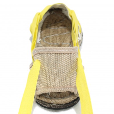 Traditional Espadrilles Flat Rubber Sole Design Three Veins or Innkeeper Color Yellow