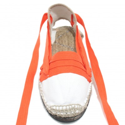 Traditional Espadrilles Flat Rubber Sole Design Three Veins or Innkeeper Color Orange
