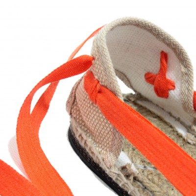 Traditional Espadrilles Flat Rubber Sole Design Three Veins or Innkeeper Color Orange