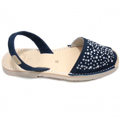 Castell 1898 - Avarcas Menorquina Women Open Flat Navy Blue with Bright