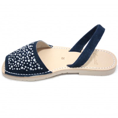 Castell 1898 - Avarcas Menorquina Women Open Flat Navy Blue with Bright