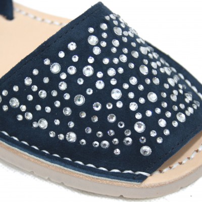 Castell 1898 - Avarcas Menorquina Women Open Flat Navy Blue with Bright