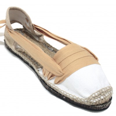 Traditional Espadrilles Flat Rubber Sole Design Three Veins or Innkeeper Color Light Brown