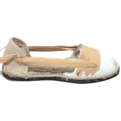 Traditional Espadrilles Flat Rubber Sole Design Three Veins or Innkeeper Color Light Brown