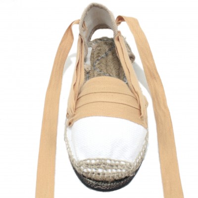 Traditional Espadrilles Flat Rubber Sole Design Three Veins or Innkeeper Color Light Brown