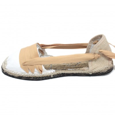 Traditional Espadrilles Flat Rubber Sole Design Three Veins or Innkeeper Color Light Brown