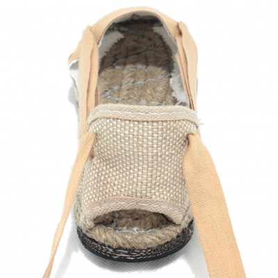 Traditional Espadrilles Flat Rubber Sole Design Three Veins or Innkeeper Color Light Brown