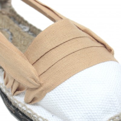 Traditional Espadrilles Flat Rubber Sole Design Three Veins or Innkeeper Color Light Brown