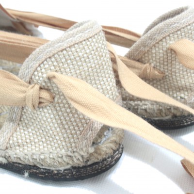 Traditional Espadrilles Flat Rubber Sole Design Three Veins or Innkeeper Color Light Brown