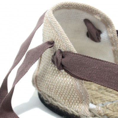 Traditional Espadrilles Flat Rubber Sole Design Three Veins or Innkeeper Color Brown