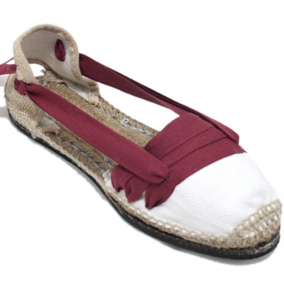 Traditional Espadrilles Flat Rubber Sole Design Three Veins or Innkeeper Color Maroon