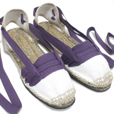 Traditional Espadrilles Flat Rubber Sole Design Three Veins or Innkeeper Color Purple