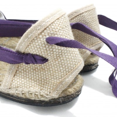 Traditional Espadrilles Flat Rubber Sole Design Three Veins or Innkeeper Color Purple