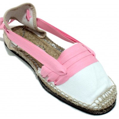 Traditional Espadrilles Flat Rubber Sole Design Three Veins or Innkeeper Color Pink